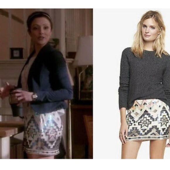 : : EXPRESS Sequin Tribal Print Mini Skirt : : - Picture 14 of 14